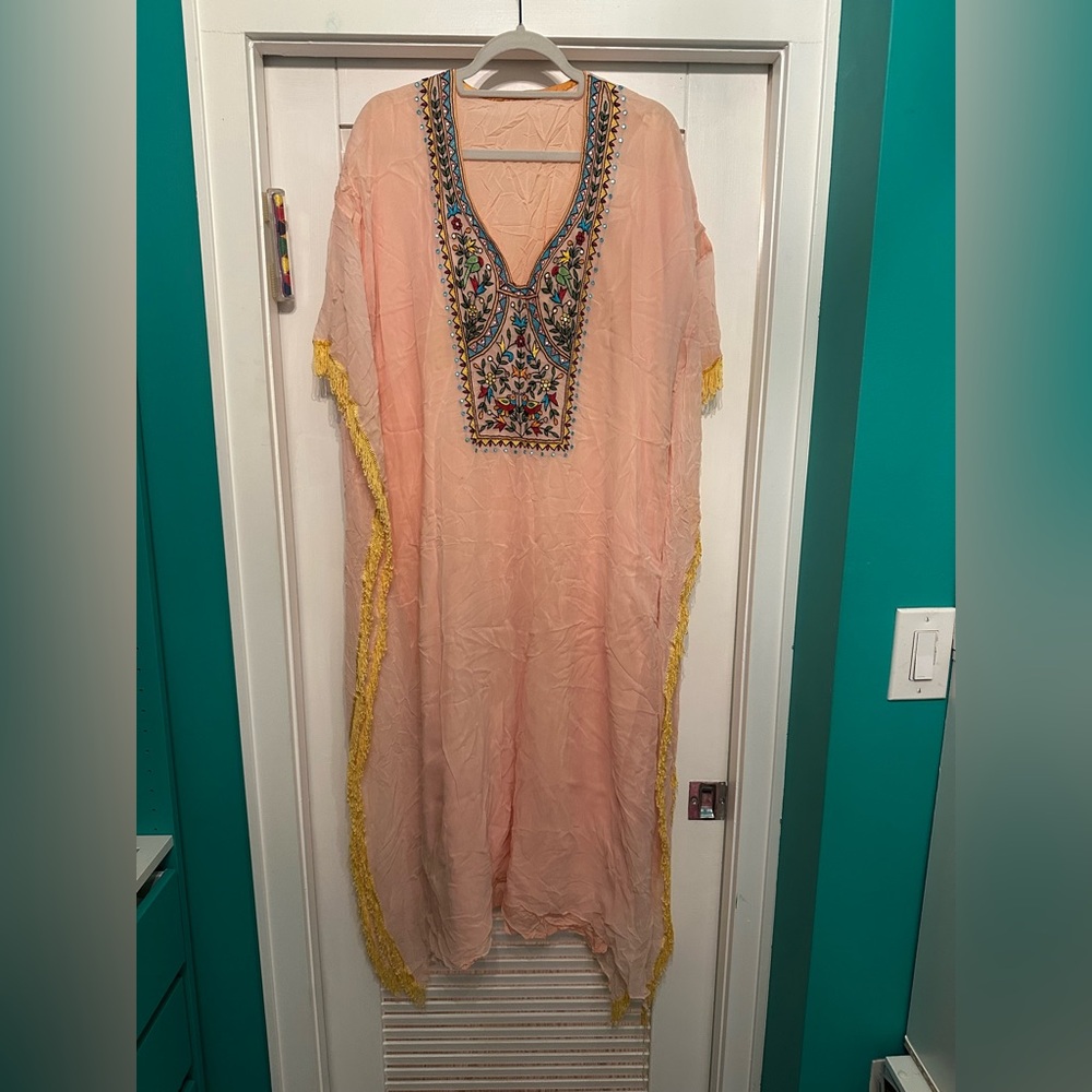 Women’s lined caftan with fringe